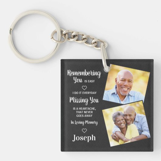 Memorial Herdenking Sympathie Faux Leather Foto Sleutelhanger (Voorkant)