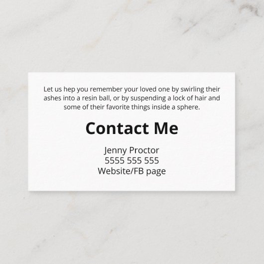 Memorial Herembrance Keepslag Visitekaartje (Achterkant)