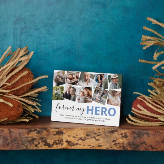 Memorial Hero Dad Photo Collage Fotoplaat (Zijkant)