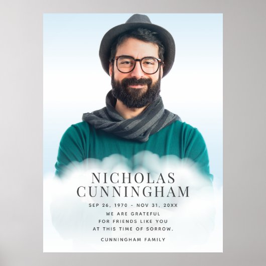 Memorial in Clouds Modern Classic Simple Photo Poster (Voorkant)