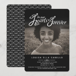 Memorial in harten foto begrafenis zwarte uitnodig kaart