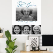 Memorial in harten foto's begrafenis grijs wit poster (Thuiskantoor)