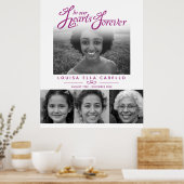 Memorial in harten foto's begrafenis violet wit poster (Keuken)