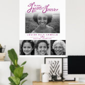 Memorial in harten foto's begrafenis violet wit poster (Thuiskantoor)