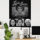 Memorial in harten foto's begrafenis zwart wit poster (Thuiskantoor)