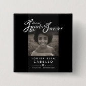 Memorial in hartsfoto begrafenis mono vierkante button 5,1 cm (Voorkant)