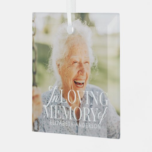 Memorial in liefdevolle herinnering Moderne elegan Glas Ornament (Voorkant links)