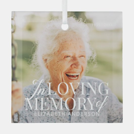 Memorial in liefdevolle herinnering Moderne elegan Glas Ornament (Voorkant)