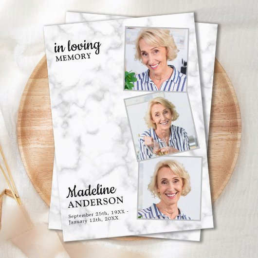 Memorial in Loating Memory 3 Foto Funeral Sympathi Bedankkaart