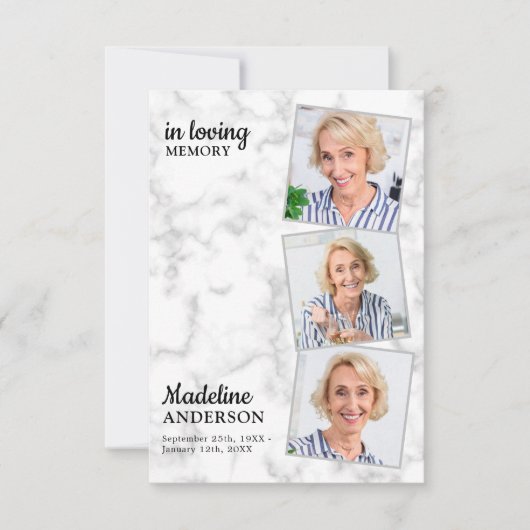Memorial in Loating Memory 3 Foto Funeral Sympathi Bedankkaart (Voorkant)