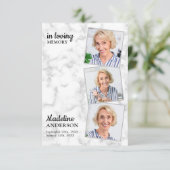 Memorial in Loating Memory 3 Foto Funeral Sympathi Bedankkaart (Staand voorkant)