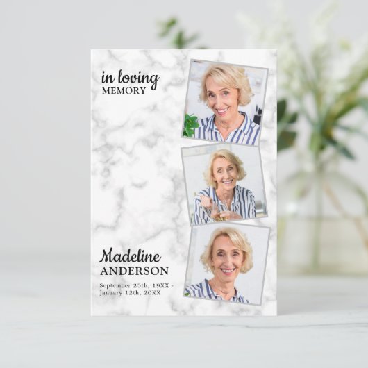 Memorial in Loating Memory 3 Foto Funeral Sympathi Bedankkaart (Staand voorkant)