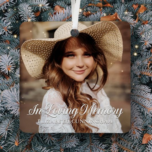 Memorial in Loating Memory Classic Elegant Photo Metalen Ornament