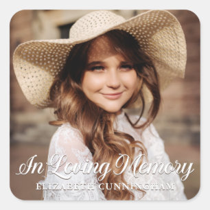 Memorial in Loating Memory Classic Elegant Photo Vierkante Sticker