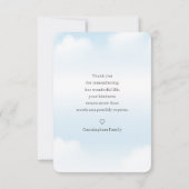 Memorial in Loating Memory Clouds Modern Photo Bedankkaart (Achterkant)