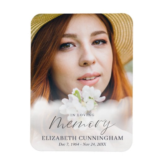 Memorial in Loating Memory Clouds Modern Photo Magneet (Verticaal)