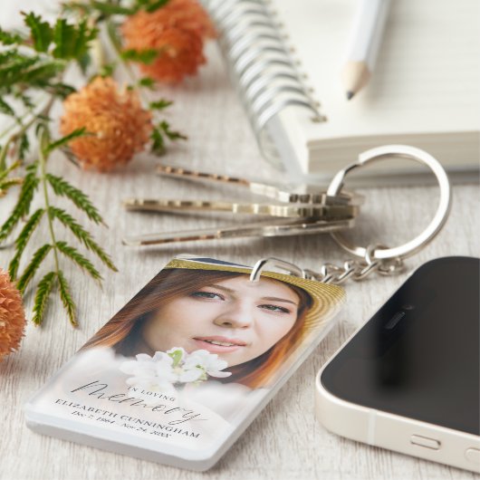 Memorial in Loating Memory Clouds Modern Photo Sleutelhanger (Voorkant Rechts)