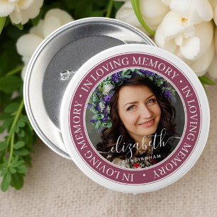 Memorial in Loating Memory Elegant Classic Photo Ronde Button 7,6 Cm