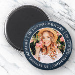 Memorial in Loating Memory Modern Custom Photo Magneet<br><div class="desc">Dit eenvoudige en moderne ontwerp is samengesteld uit serif typografie en voegt een douanefoto toe. "In Loving Memory" omringt de aangepaste foto van je geliefde.</div>