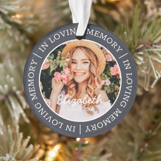 Memorial in Loating Memory Modern Custom Photo Ornament (Boom)