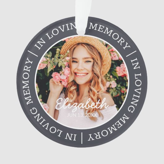 Memorial in Loating Memory Modern Custom Photo Ornament (voorkant)