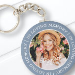 Memorial in Loating Memory Modern Custom Photo Sleutelhanger<br><div class="desc">Dit eenvoudige en moderne ontwerp is samengesteld uit serif typografie en voegt een douanefoto toe. "In Loving Memory" omringt de aangepaste foto van je geliefde.</div>
