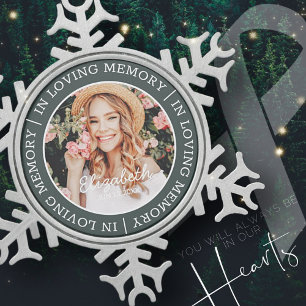 Memorial in Loating Memory Modern Custom Photo Tin Sneeuwvlok Ornament