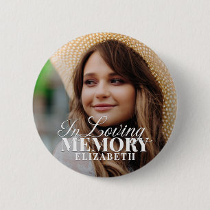 Memorial in Loating Memory Modern Elegant Photo Ronde Button 5,7 Cm