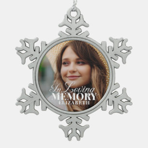 Memorial in Loating Memory Modern Elegant Photo Tin Sneeuwvlok Ornament