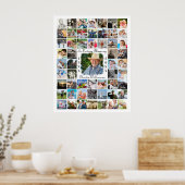 Memorial IN LOVING MEMORY 55 Photo Collage White Poster (Keuken)