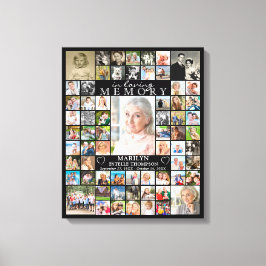 Memorial IN LOVING MEMORY 66 Photo Collage Black Canvas Afdruk