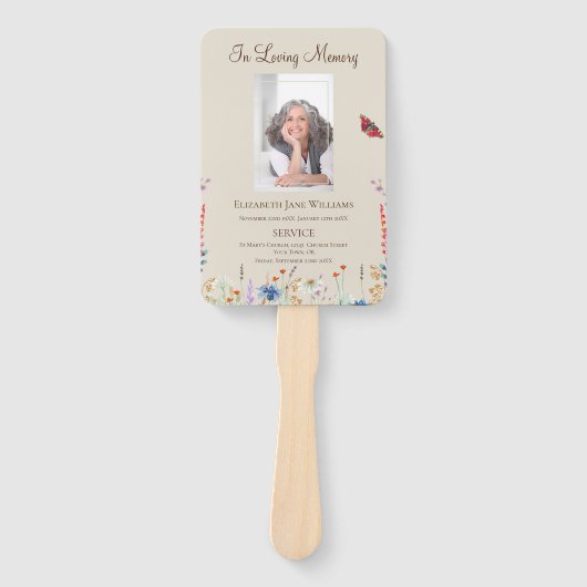 Memorial In Loving Memory Bloemen Orde van Service Handwaaier (Voorkant)