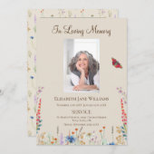 Memorial In Loving Memory Bloemen Orde van Service Kaart (Voorkant / Achterkant)