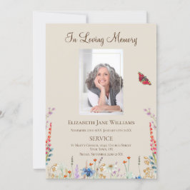Memorial In Loving Memory Bloemen Orde van Service Kaart
