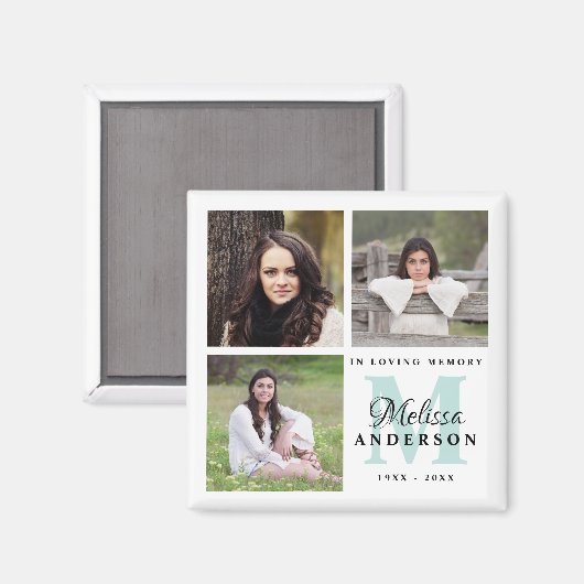 Memorial in Loving Memory Custom Monogram Foto Magneet (Voorkant / Achterkant)