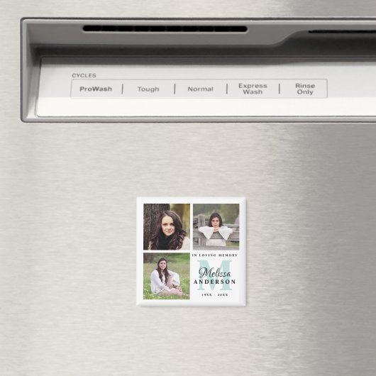 Memorial in Loving Memory Custom Monogram Foto Magneet (Insitu (Vaatwasser))