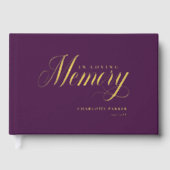 Memorial "In Loving Memory" Gouden Folie, Violet Gastenboek (Voorkant)