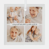 Memorial In Loving Memory Modern Elegant 4 foto's Glas Ornament (Achterkant)