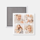 Memorial In Loving Memory Modern Elegant 4 foto's Magneet (Voorkant / Achterkant)