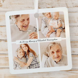Memorial In Loving Memory Modern Elegant 4 foto's Metalen Ornament
