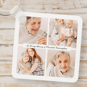 Memorial In Loving Memory Modern Elegant 4 foto's Sleutelhanger