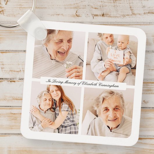 Memorial In Loving Memory Modern Elegant 4 foto's Sleutelhanger