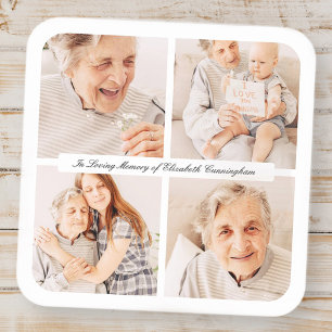Memorial In Loving Memory Modern Elegant 4 foto's Vierkante Sticker