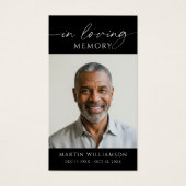 Memorial In Loving Memory Photo Simple Prayer Card Visitekaartje (Voorkant)