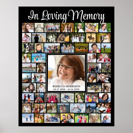 Memorial IN LOVING MEMORY Script 59 Photo Collage Poster (Voorkant)