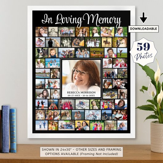 Memorial IN LOVING MEMORY Script 59 Photo Collage Poster