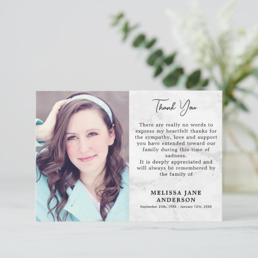 Memorial in Loyon Memory Photo Sympathy Funeral Bedankkaart (Staand voorkant)