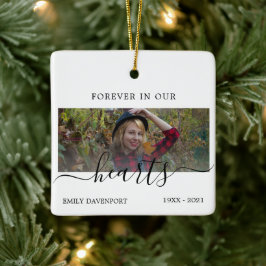 Memorial in ons hart eenvoudige elegante foto keramisch ornament