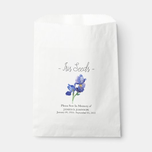 Memorial Iris Seed begrafenis Bedankzakje (Voorkant)