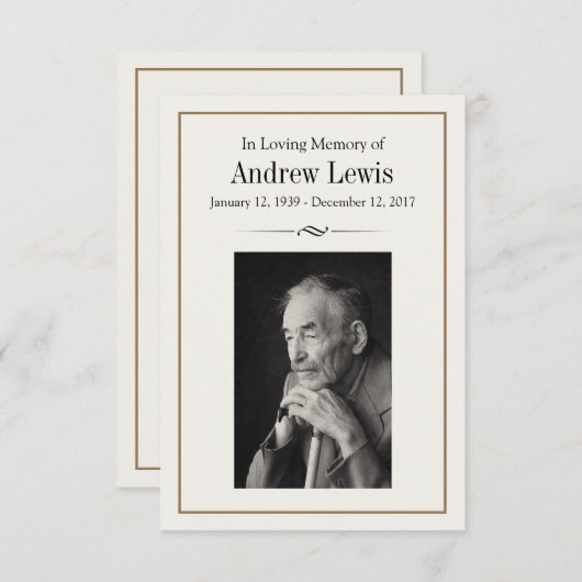 Memorial Kaart (Voorkant / Achterkant)